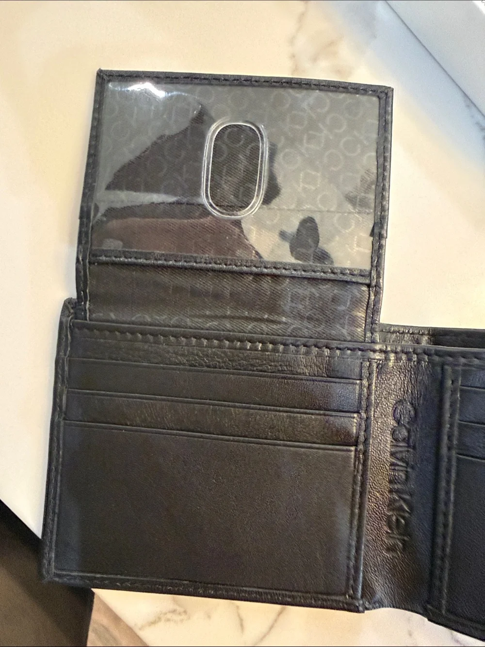Calvin Klein Black Leather Card Holder Wallet with Box
